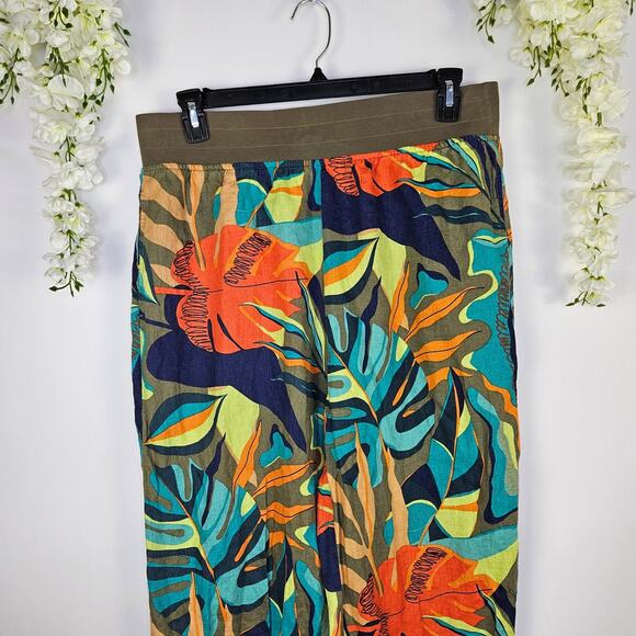 Soft Surroundings Aliso Point Tropical Linen Pants Hawaiian Beachy Size Large - Picture 4 of 12